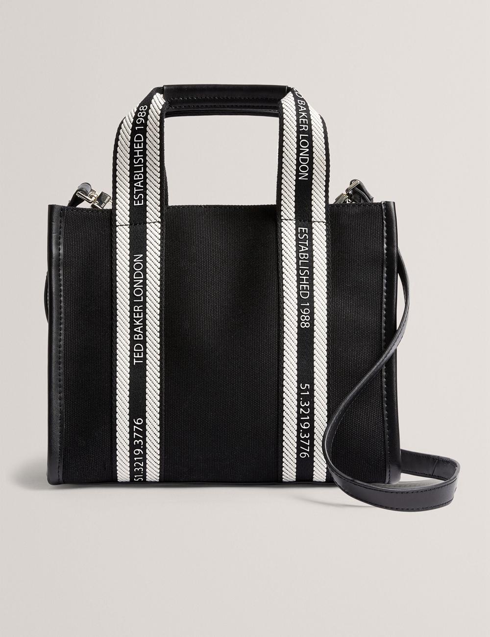 Black Ted Baker GEORJEA - Branded Webbing Canvas Small Women Tote Bags | Canada  IJC-296751