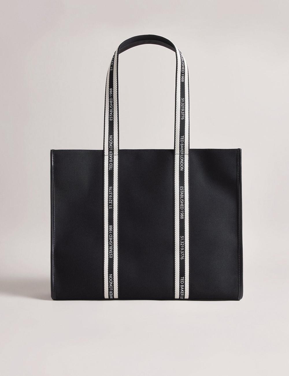 Black Ted Baker GEORJEY - Branded Webbing Canvas Large Women Tote Bags | Canada  LKD-391675