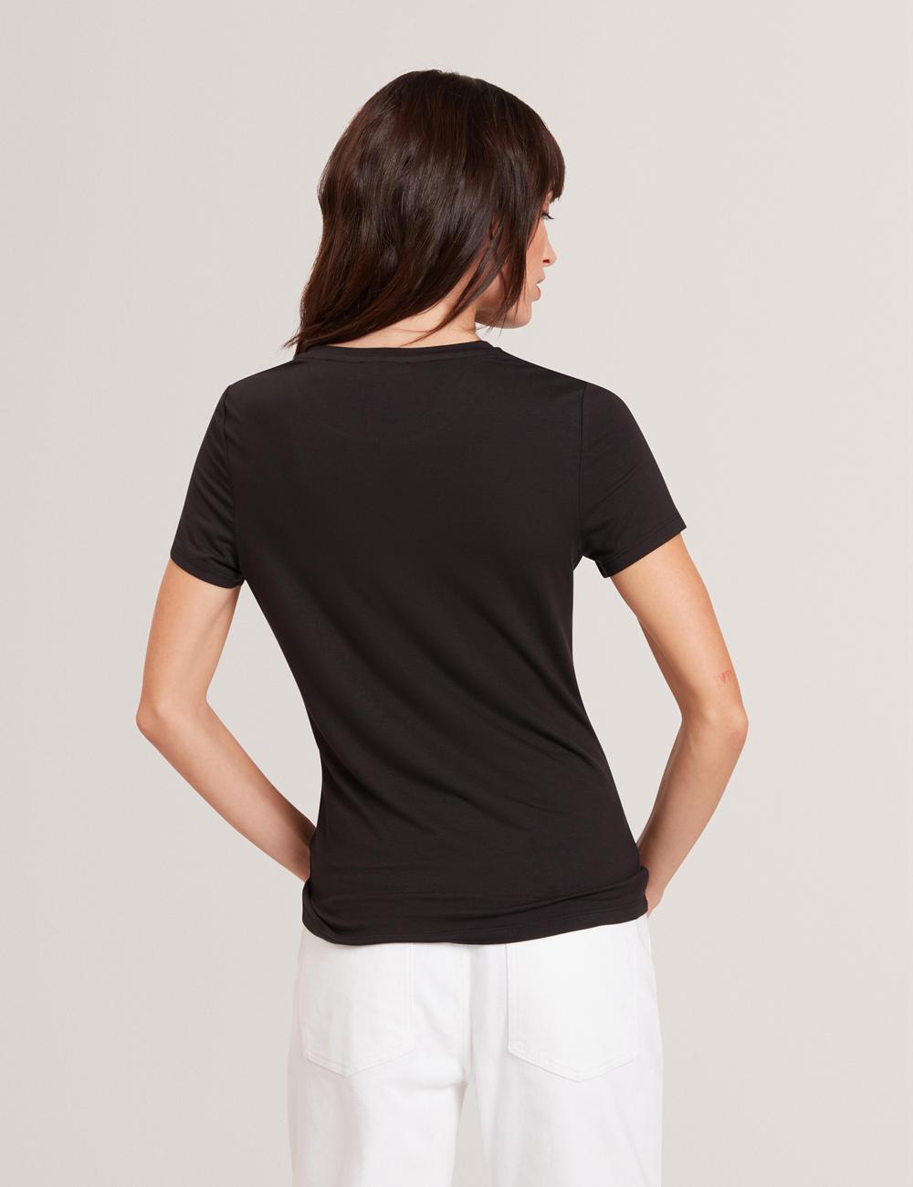Black Ted Baker GORGAA - Floral Graphic Fitted Short Sleeve Women T-Shirts | Canada  MYA-894765