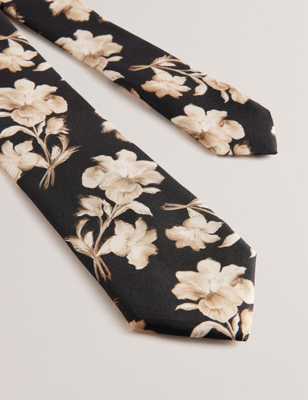 Black Ted Baker GOULDE - Two Tone Floral Print Silk Men Ties | Canada  PMO-046195