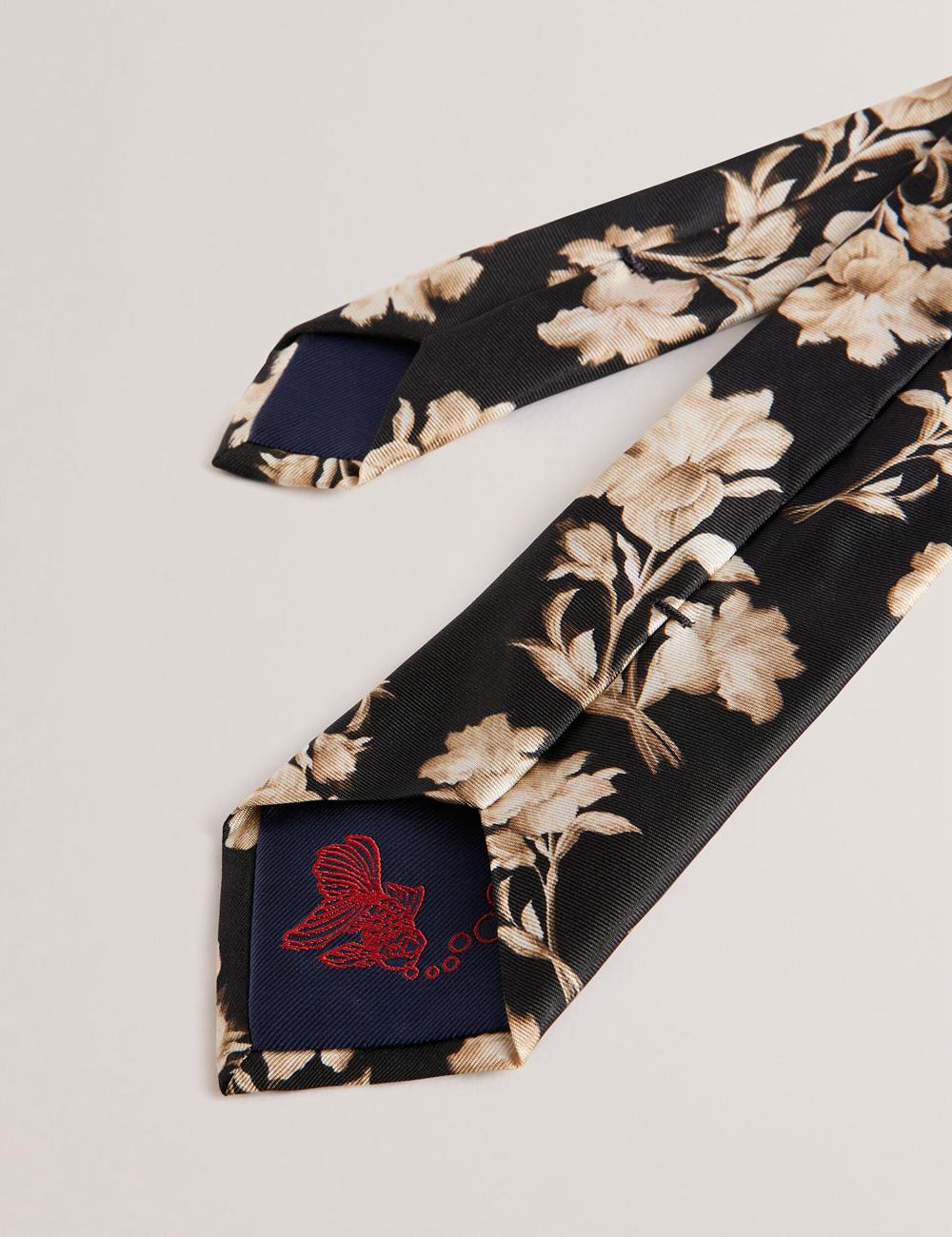 Black Ted Baker GOULDE - Two Tone Floral Print Silk Men Ties | Canada  PMO-046195
