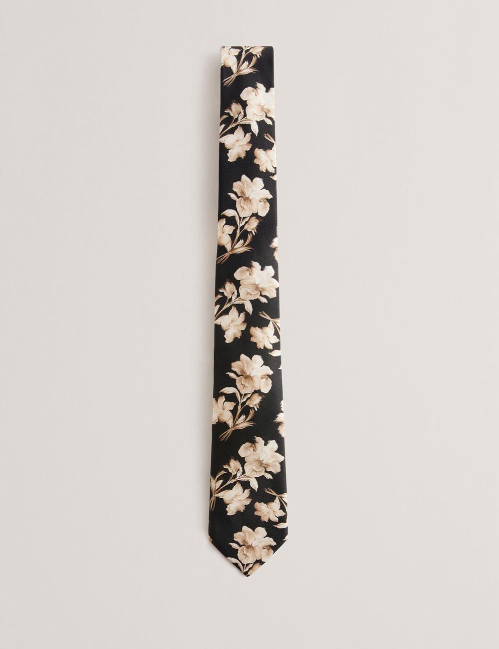 Black Ted Baker GOULDE - Two Tone Floral Print Silk Men Ties | Canada  PMO-046195