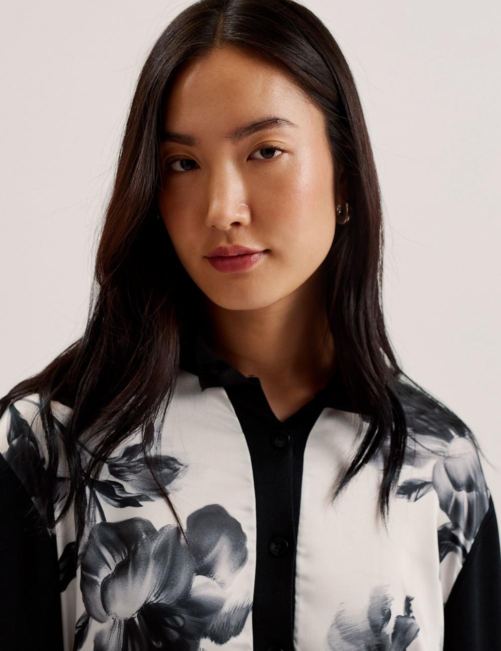 Black Ted Baker GWEENN - Monochrome Print Woven Front Women Cardigans | Canada  JDB-923184