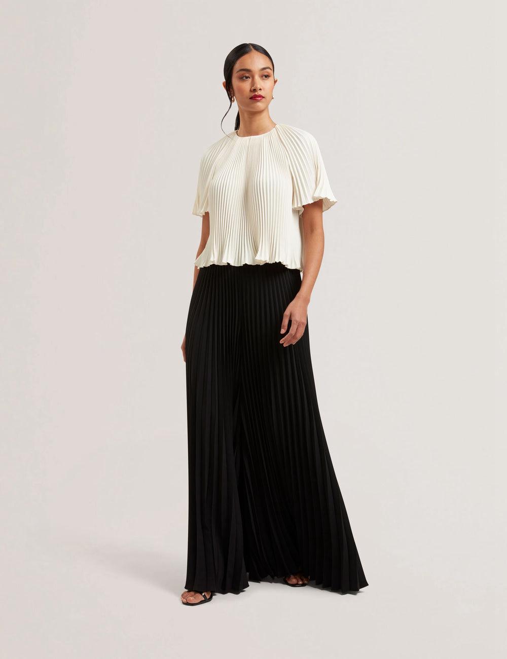 Black Ted Baker HARYX - Pleated Wide Leg Palazzo Women Trousers | Canada  CGQ-549071