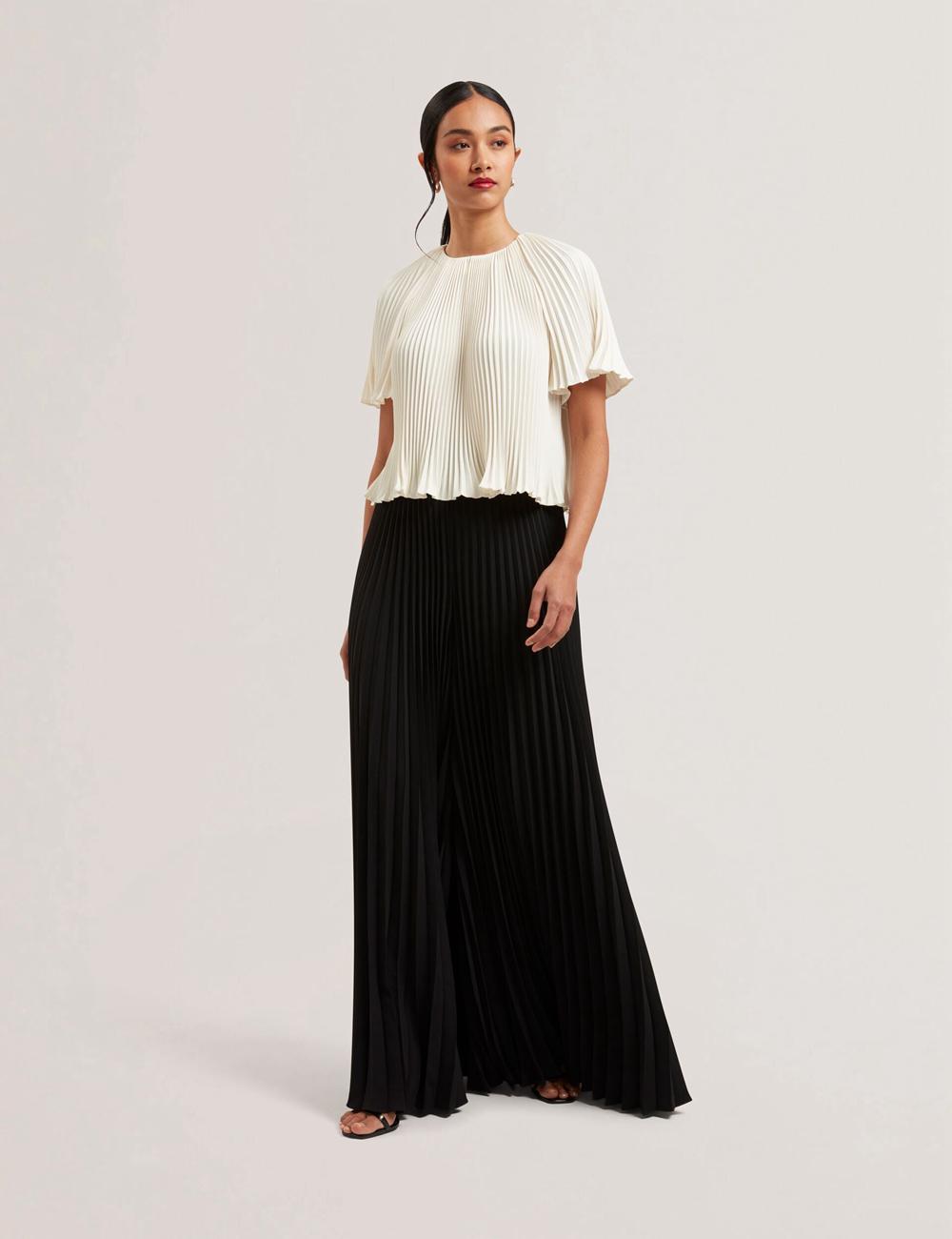 Black Ted Baker HARYX - Pleated Wide Leg Palazzo Women Trousers | Canada  CGQ-549071