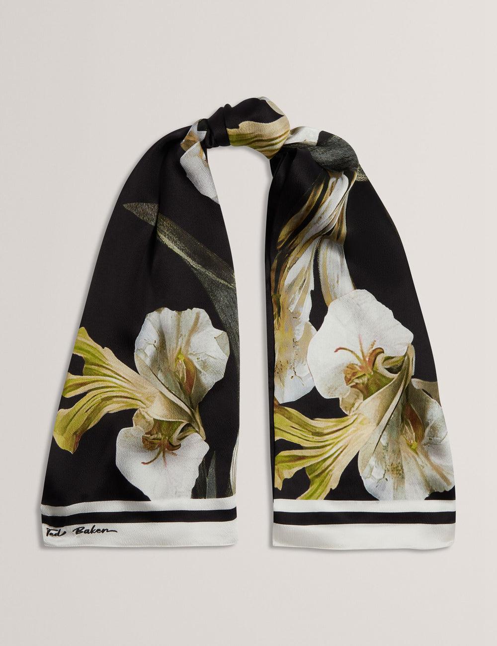Black Ted Baker IRISSO - Floral Graphic Textured Long Silk Women Scarves | Canada  CLM-578901