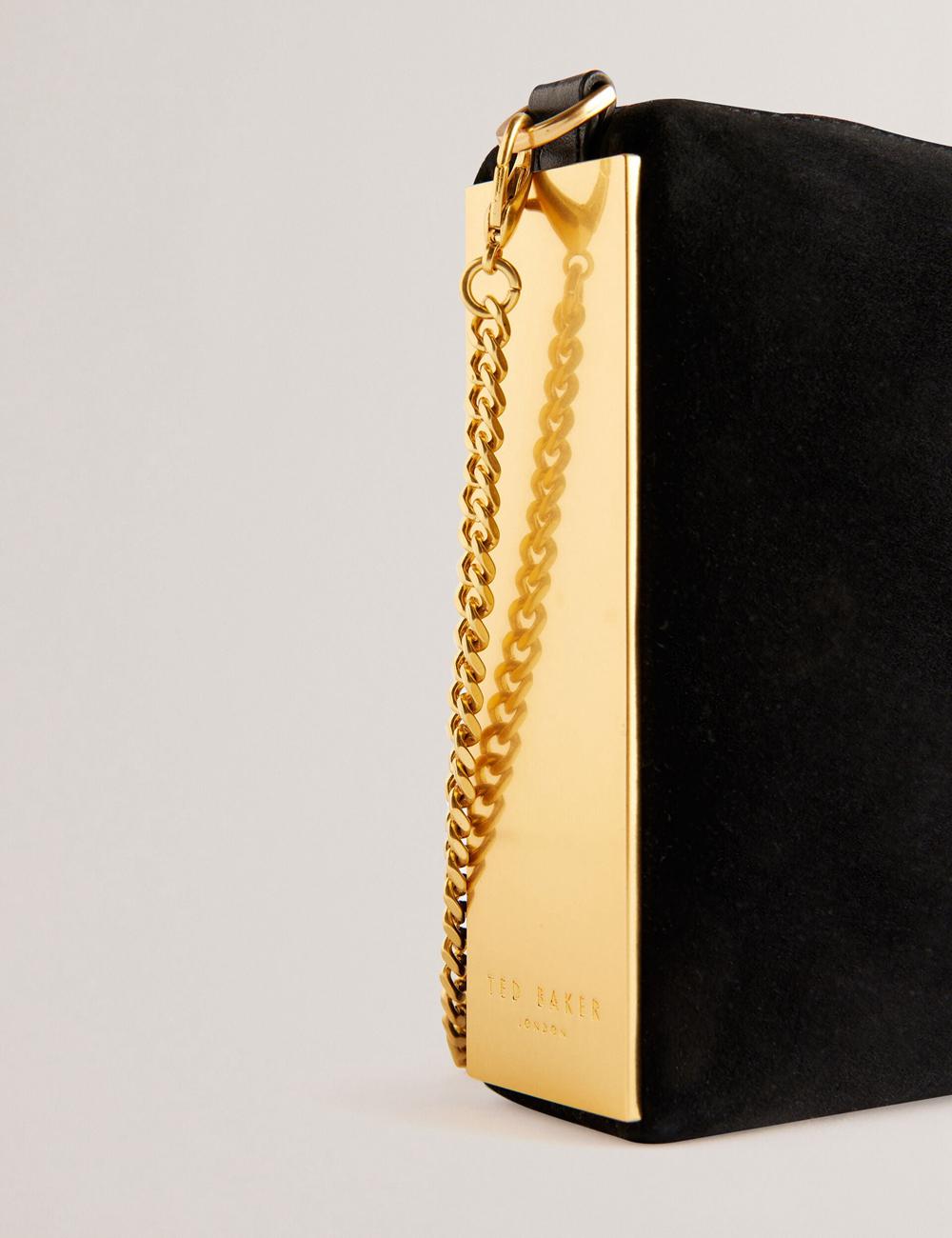 Black Ted Baker JEINER - Suede Clutch With Hardware Sides Women Clutch Bag | Canada  WIA-713845