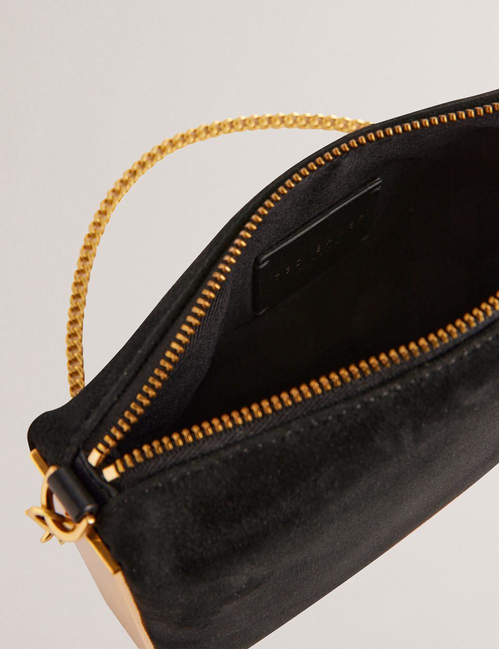Black Ted Baker JEINER - Suede Clutch With Hardware Sides Women Clutch Bag | Canada  WIA-713845