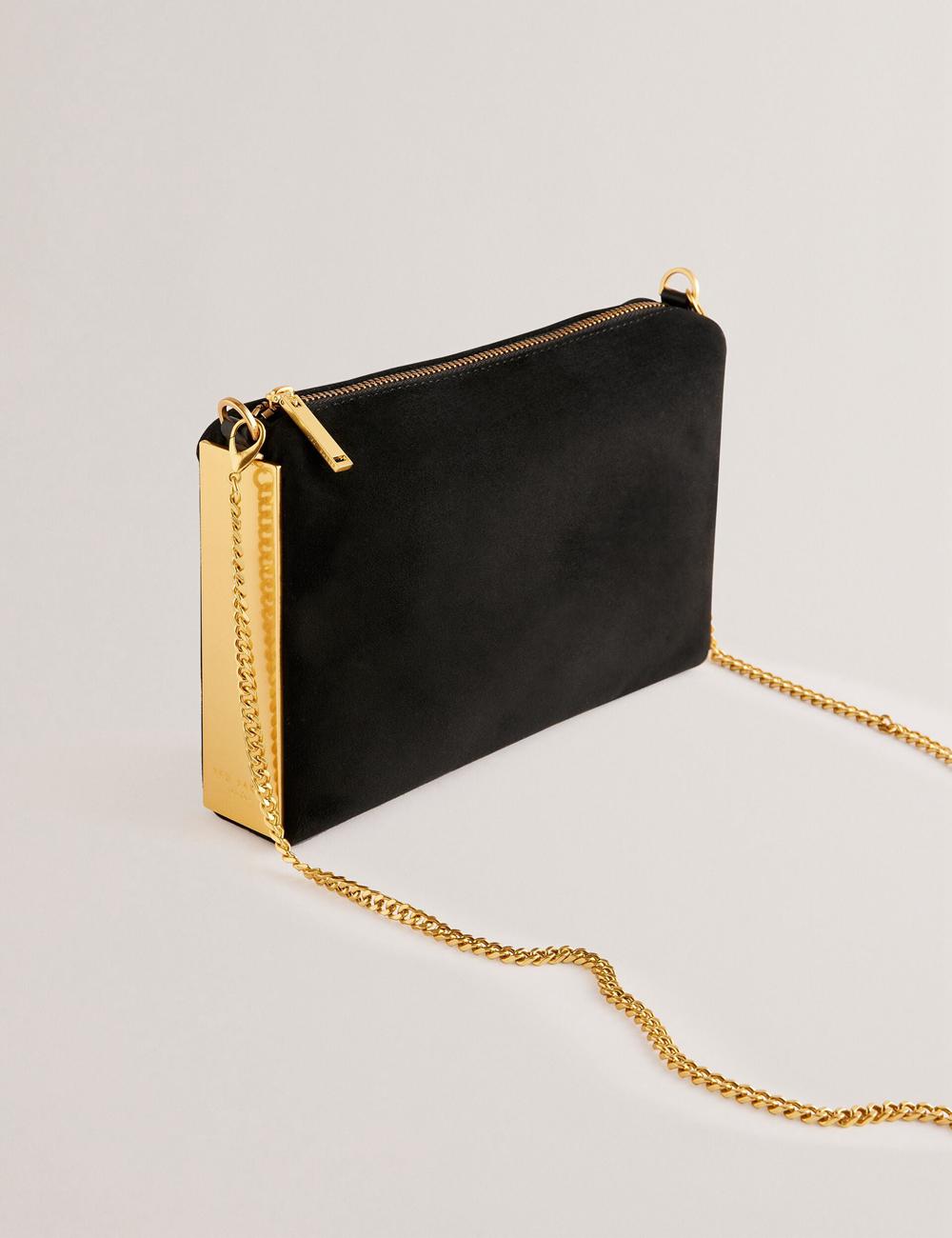 Black Ted Baker JEINER - Suede Clutch With Hardware Sides Women Clutch Bag | Canada  WIA-713845