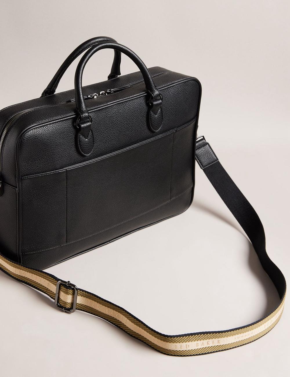 Black Ted Baker KADEN - Branded Webbing PU Leather Document Men Shoulder Bags | Canada  FRK-017589