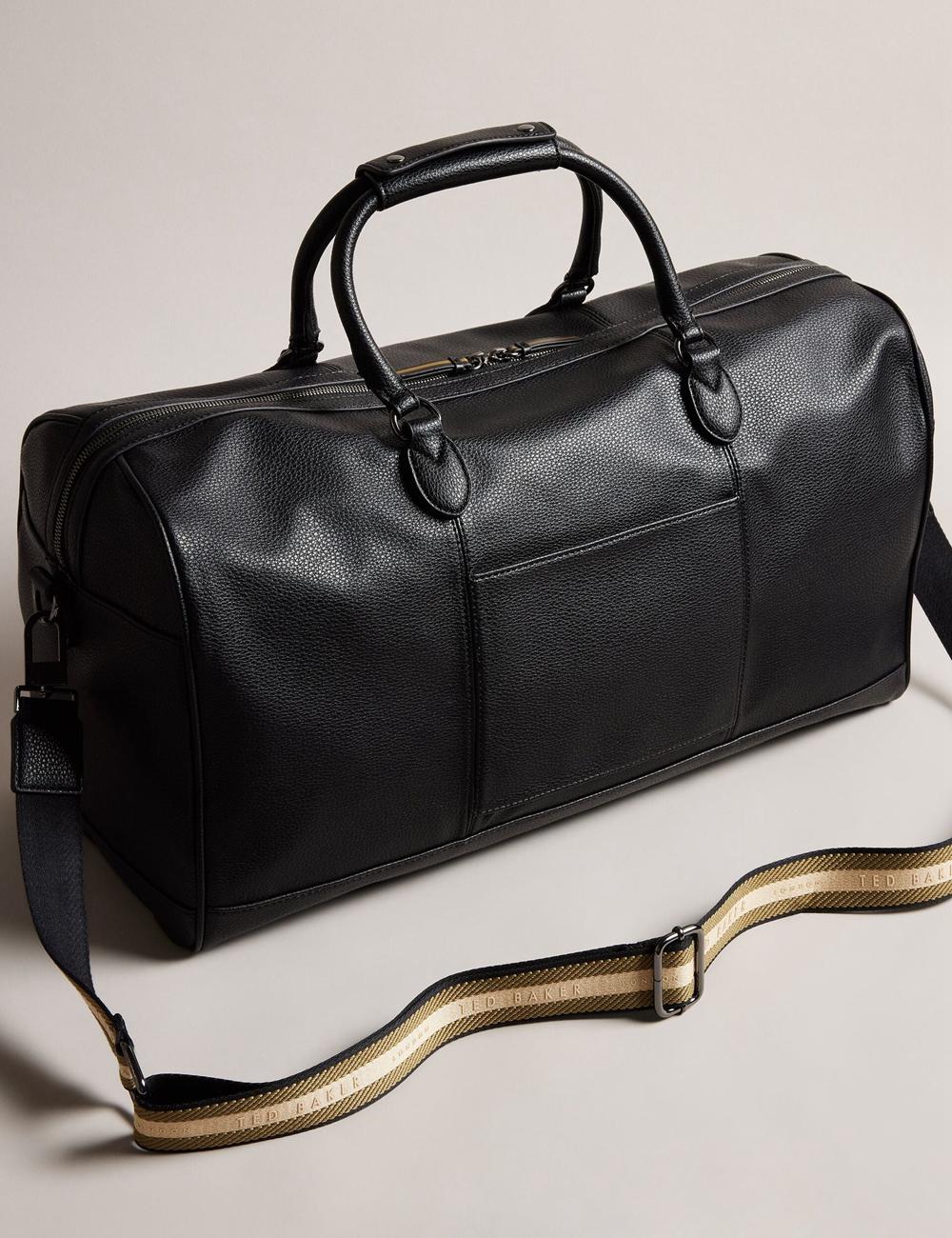 Black Ted Baker KALVIN - Webbing Faux Leather Men Holdall Bags | Canada  EYS-052146