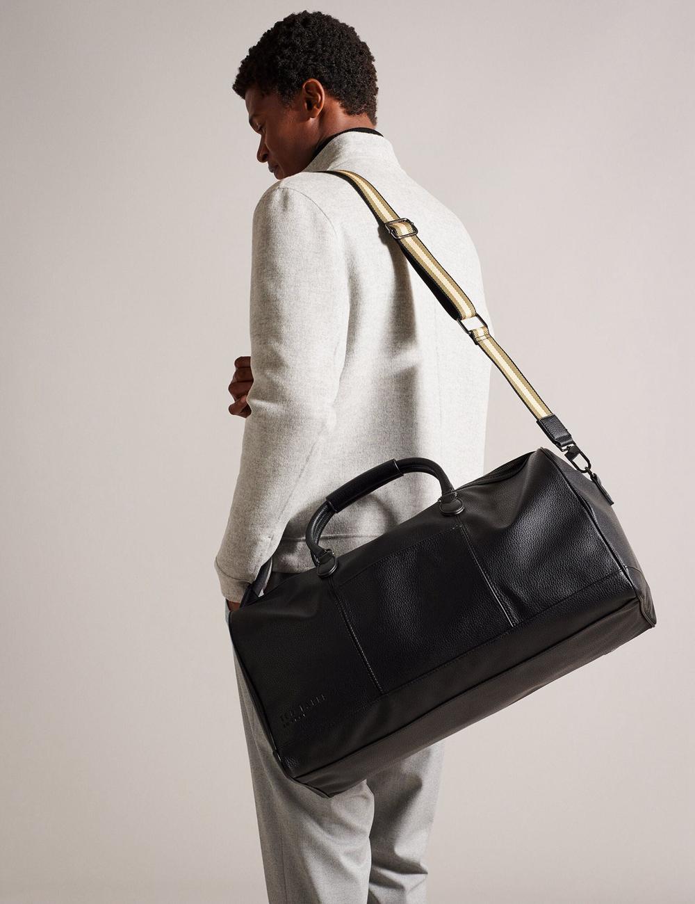 Black Ted Baker KALVIN - Webbing Faux Leather Men Holdall Bags | Canada  EYS-052146