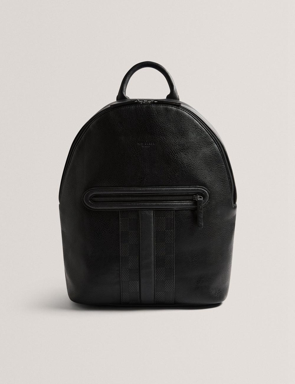 Black Ted Baker KEIIGAN - Striped Panel PU Reporter Men Backpacks | Canada  DHK-354809