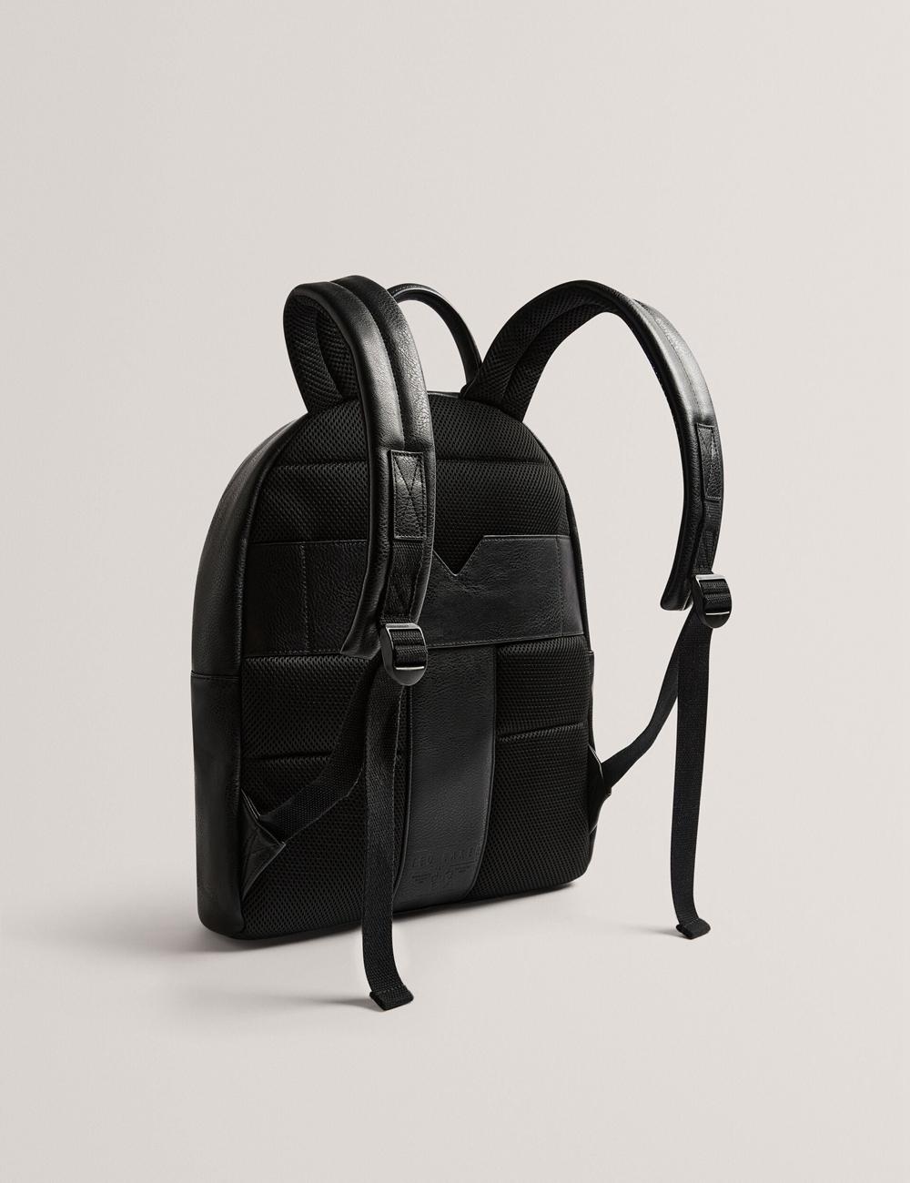 Black Ted Baker KEIIGAN - Striped Panel PU Reporter Men Backpacks | Canada  DHK-354809