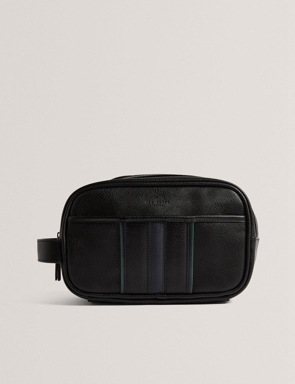 Black Ted Baker KEILAB - Faux Leather Striped Panel Men Wash Bags | Canada  XZO-834012
