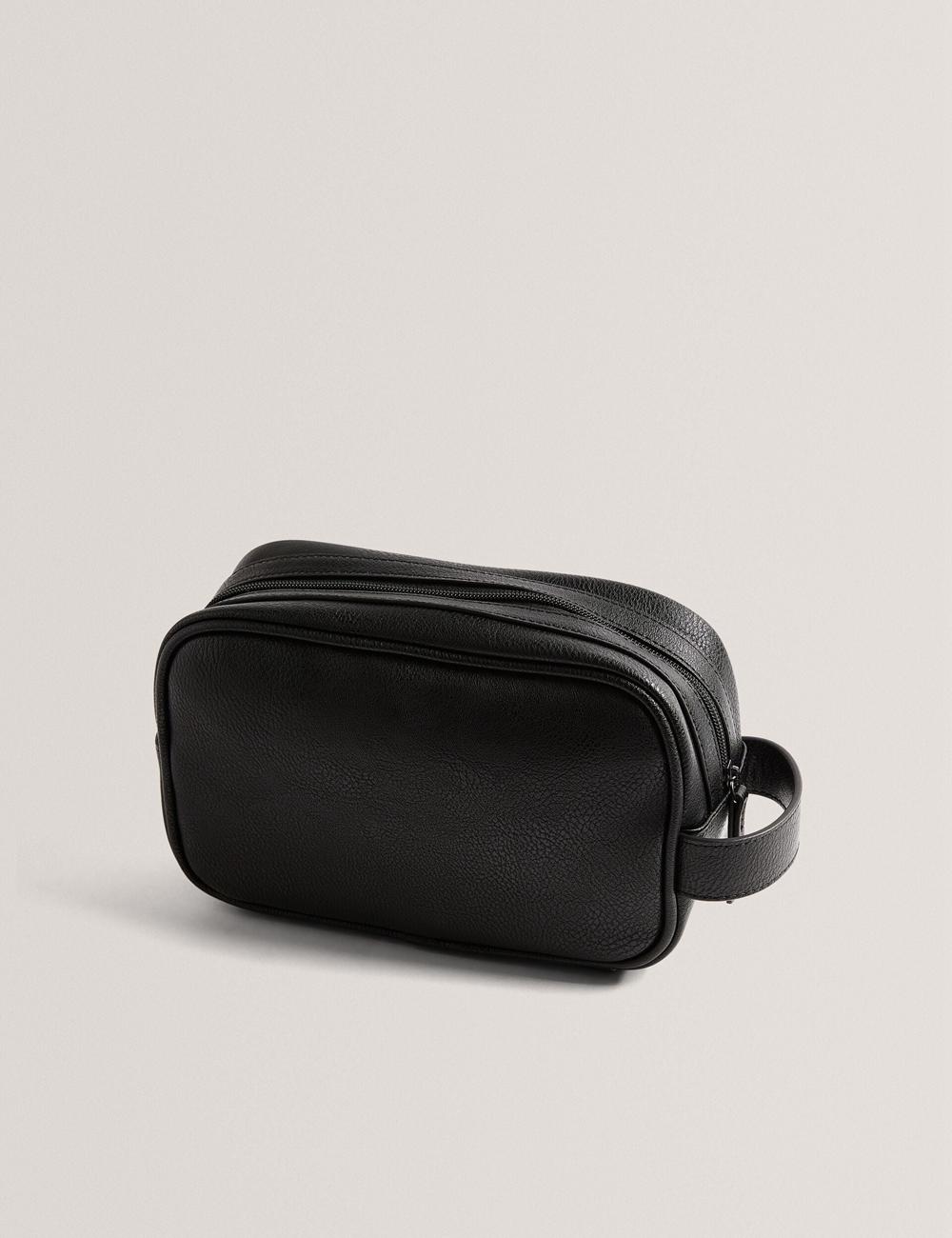Black Ted Baker KEILAB - Faux Leather Striped Panel Men Wash Bags | Canada  XZO-834012