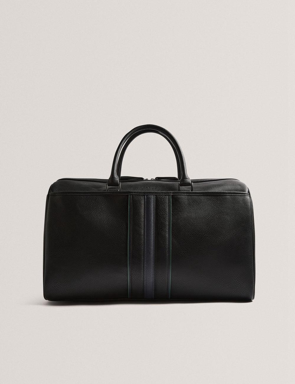Black Ted Baker KELVIN - Striped Panel Faux Leather Men Holdall Bags | Canada  WAI-962851