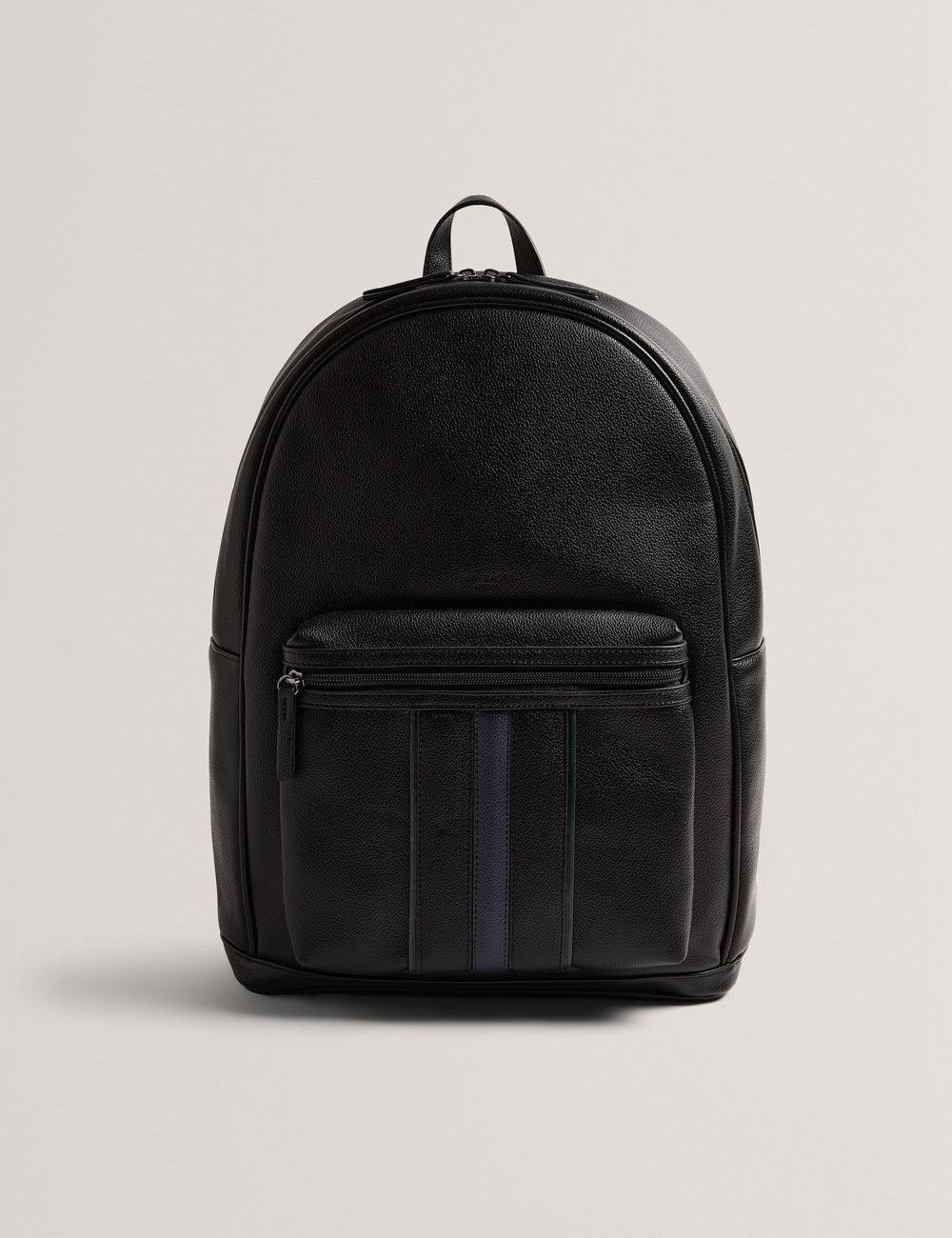 Black Ted Baker KEVIIN - Faux Leather Striped Panel Men Backpacks | Canada  WXV-532049