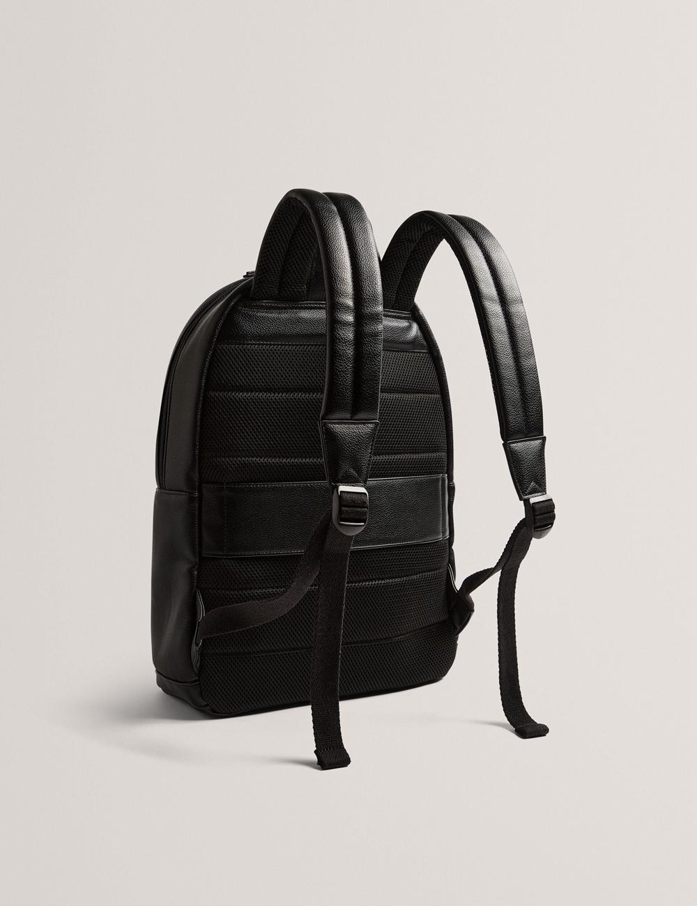 Black Ted Baker KEVIIN - Faux Leather Striped Panel Men Backpacks | Canada  WXV-532049