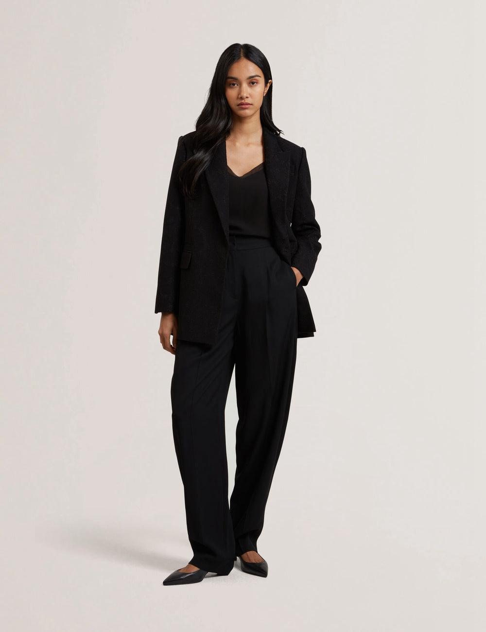 Black Ted Baker KIOLLI - Wool Blend Barrel Leg Tailored Women Trousers | Canada  CLG-728965