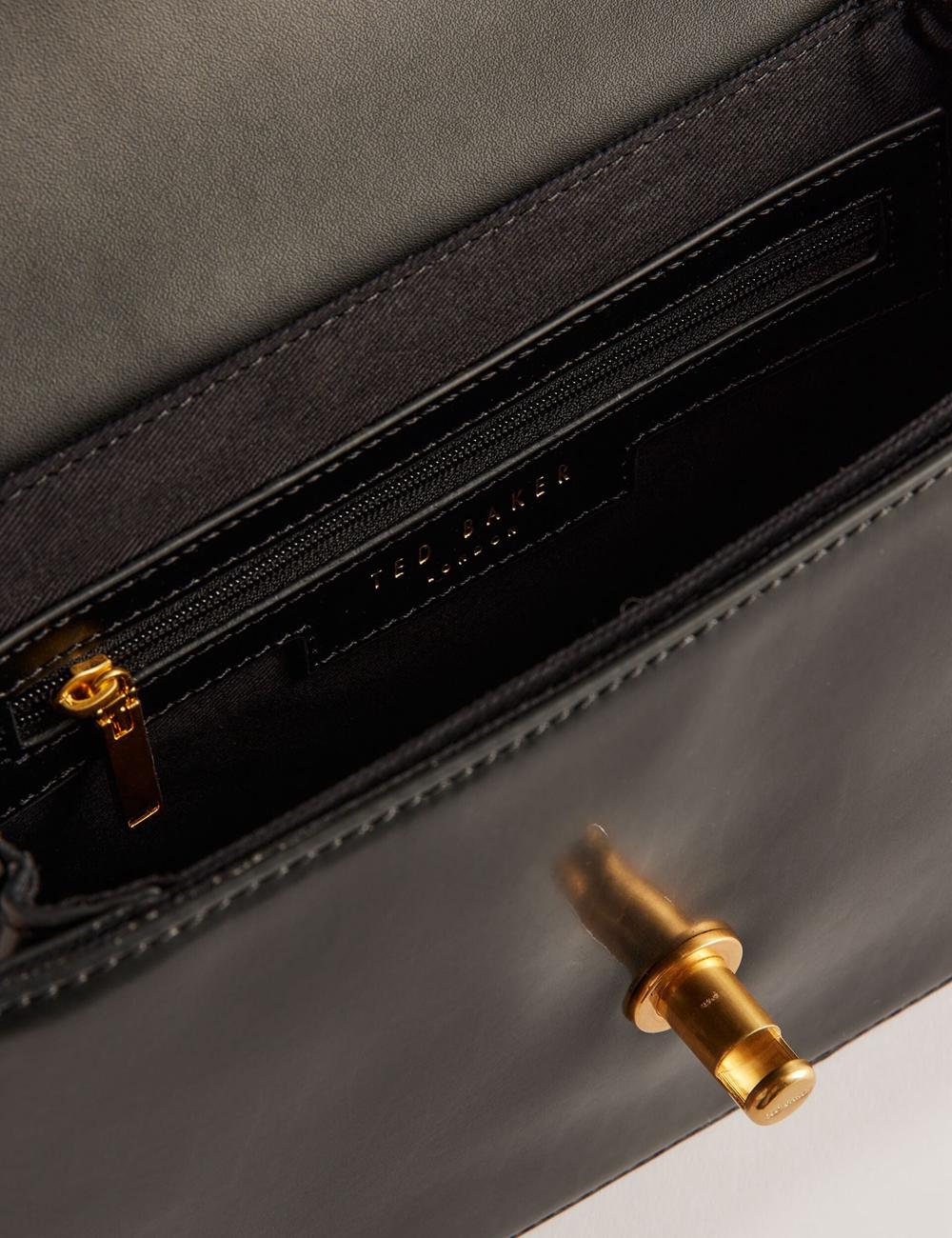 Black Ted Baker KKAYLI - Polished Leather Crossbody Satchel Women Satchel Bags | Canada  OUN-589146