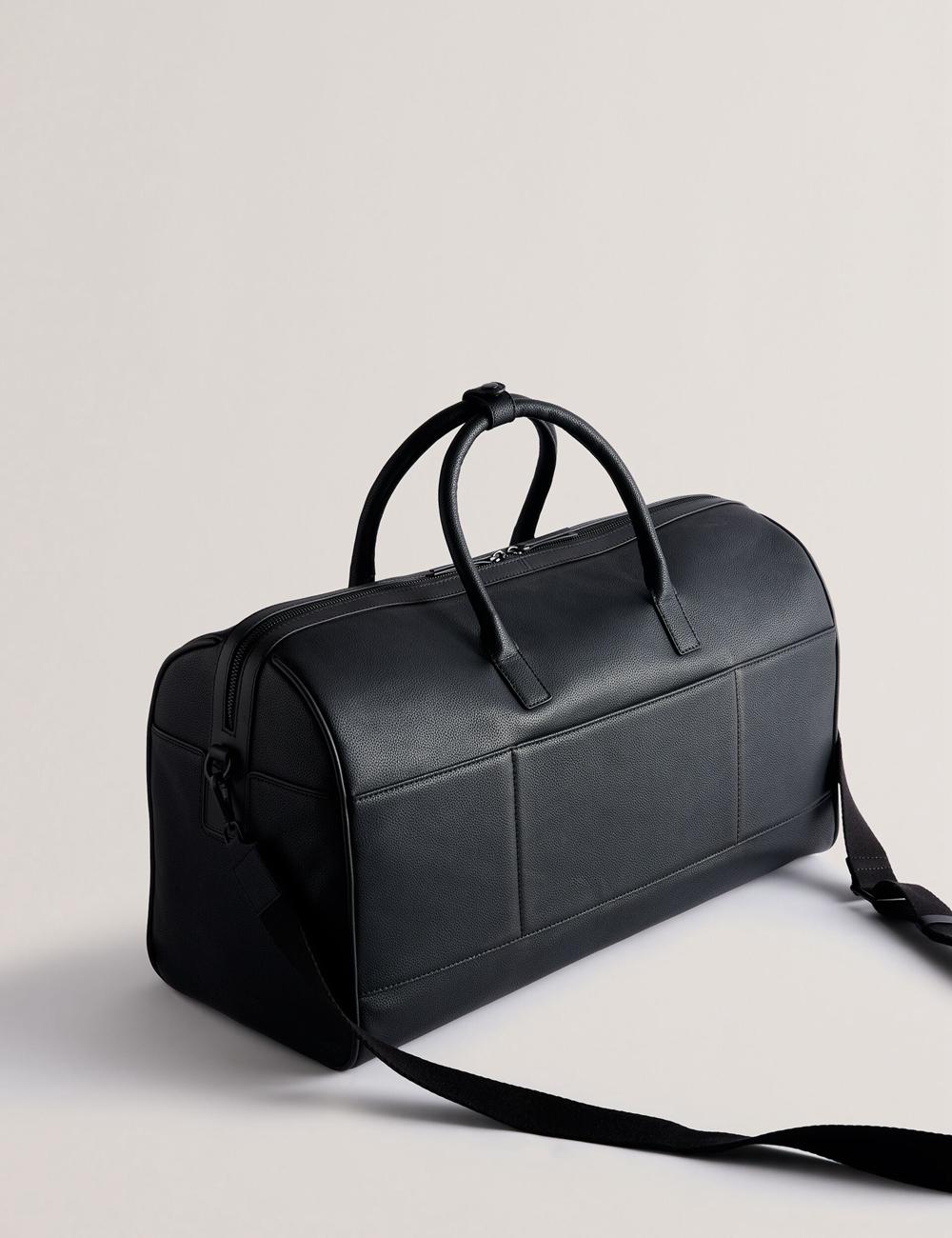 Black Ted Baker LANDERS - Textured Leather Zip Pocket Men Holdall Bags | Canada  GAS-317958