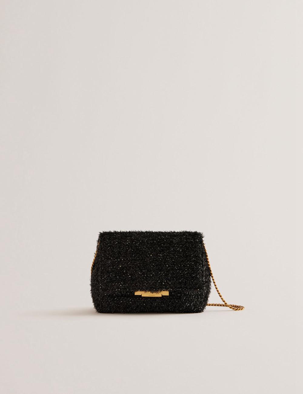 Black Ted Baker LIYLAH - Metallic Tinsel Fold Over Women Crossbody Bags | Canada  KHP-804527