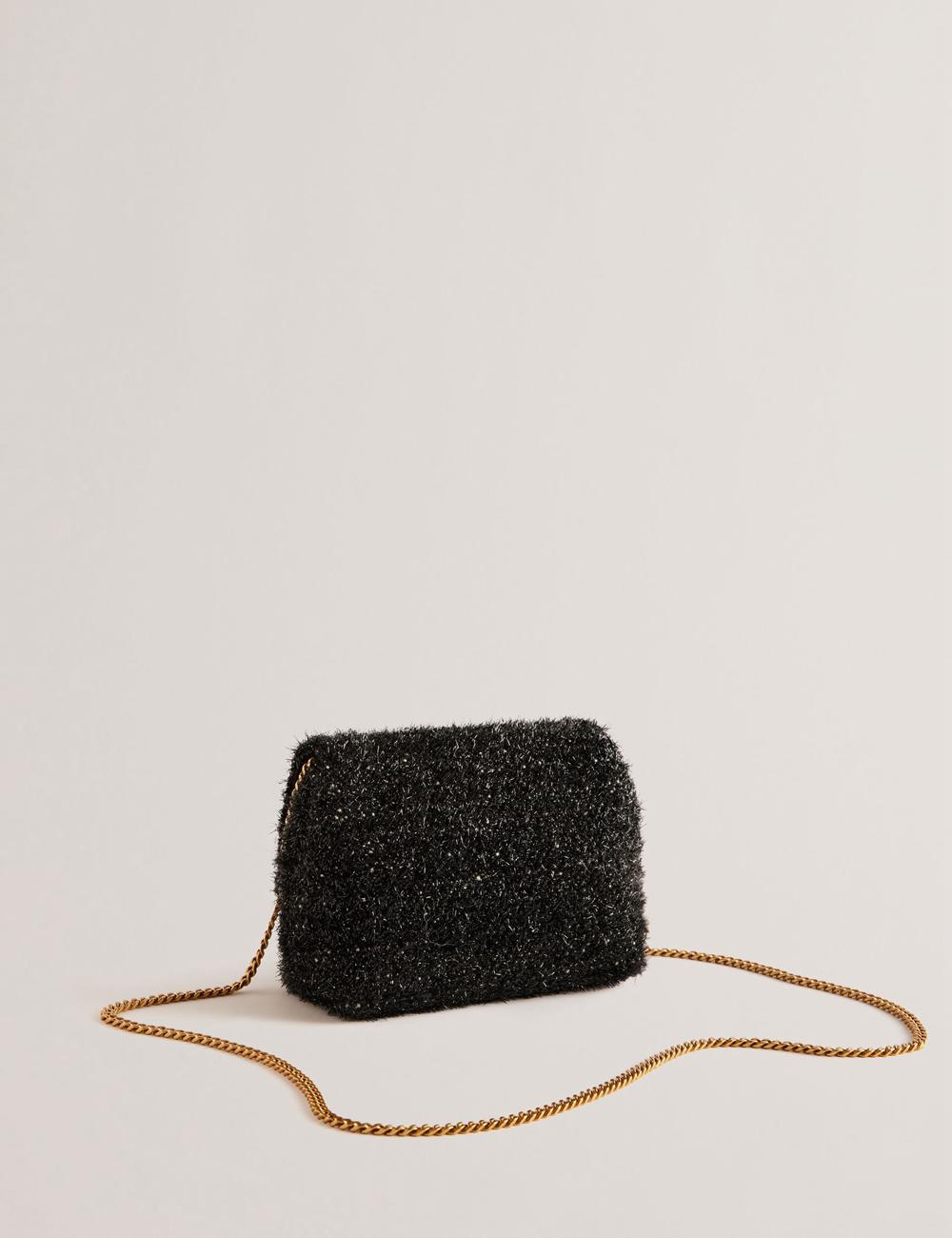 Black Ted Baker LIYLAH - Metallic Tinsel Fold Over Women Crossbody Bags | Canada  KHP-804527