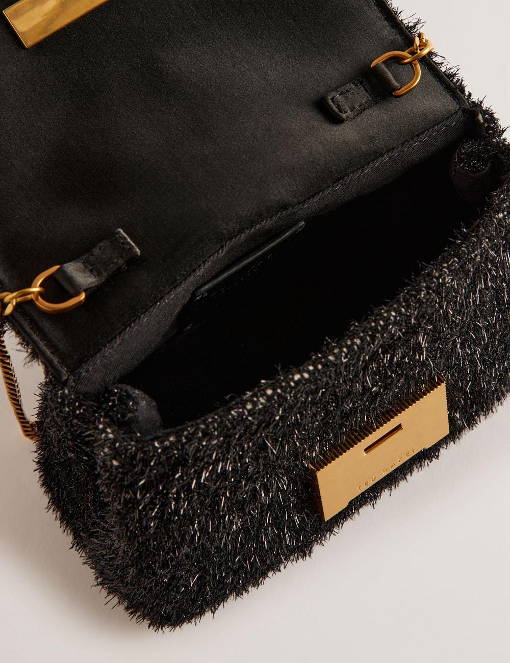 Black Ted Baker LIYLAH - Metallic Tinsel Fold Over Women Crossbody Bags | Canada  KHP-804527