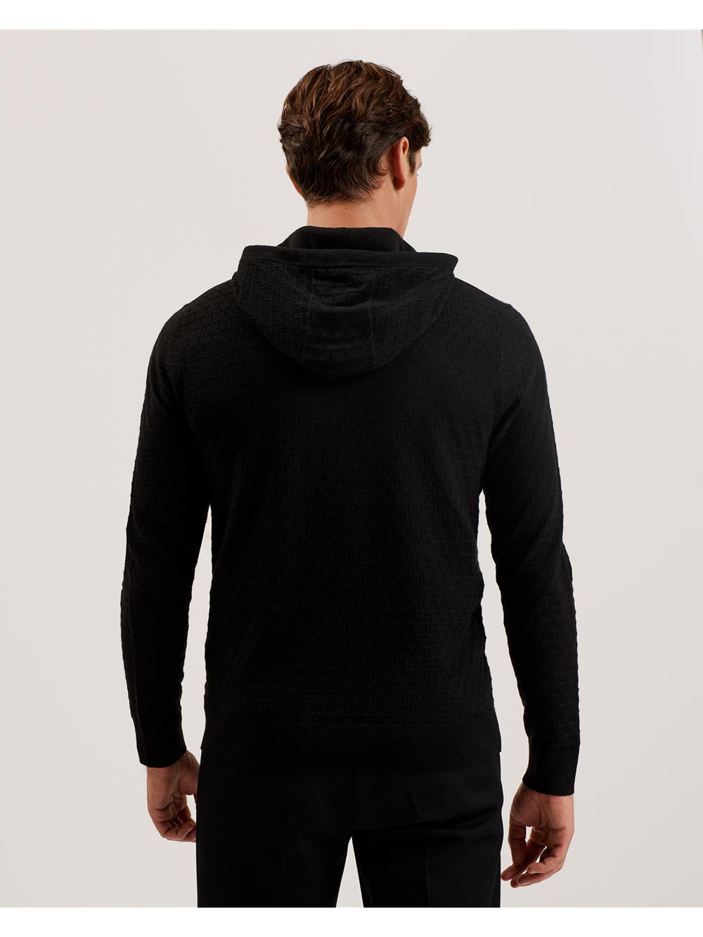 Black Ted Baker LOULAR - Textured T Knit Wool Blend Men Hoodies | Canada  UOL-894703