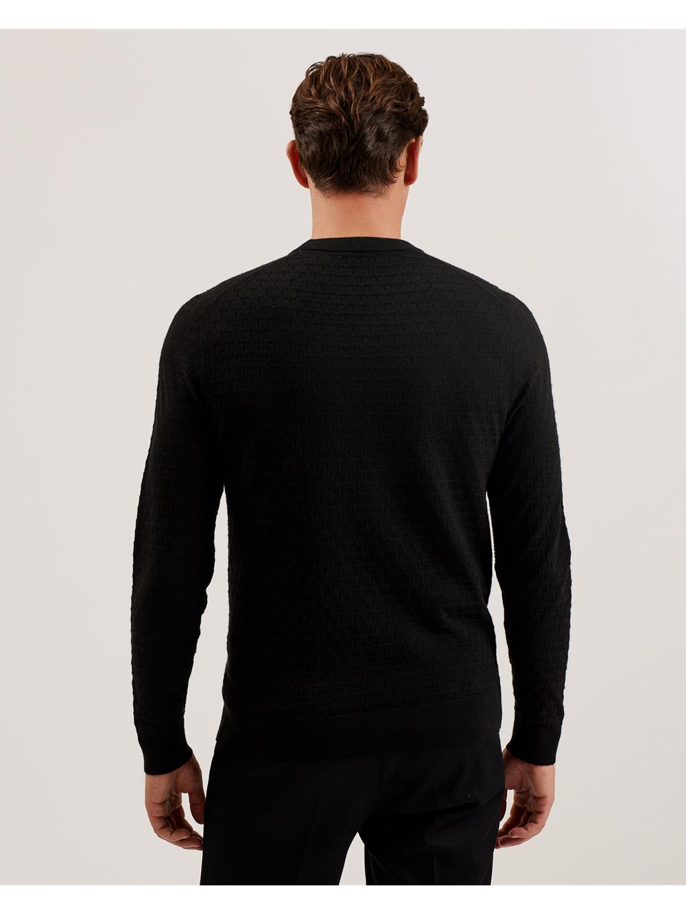 Black Ted Baker LOUNG - Textured T Knit Crew Neck Men Jumpers | Canada  AKM-210469