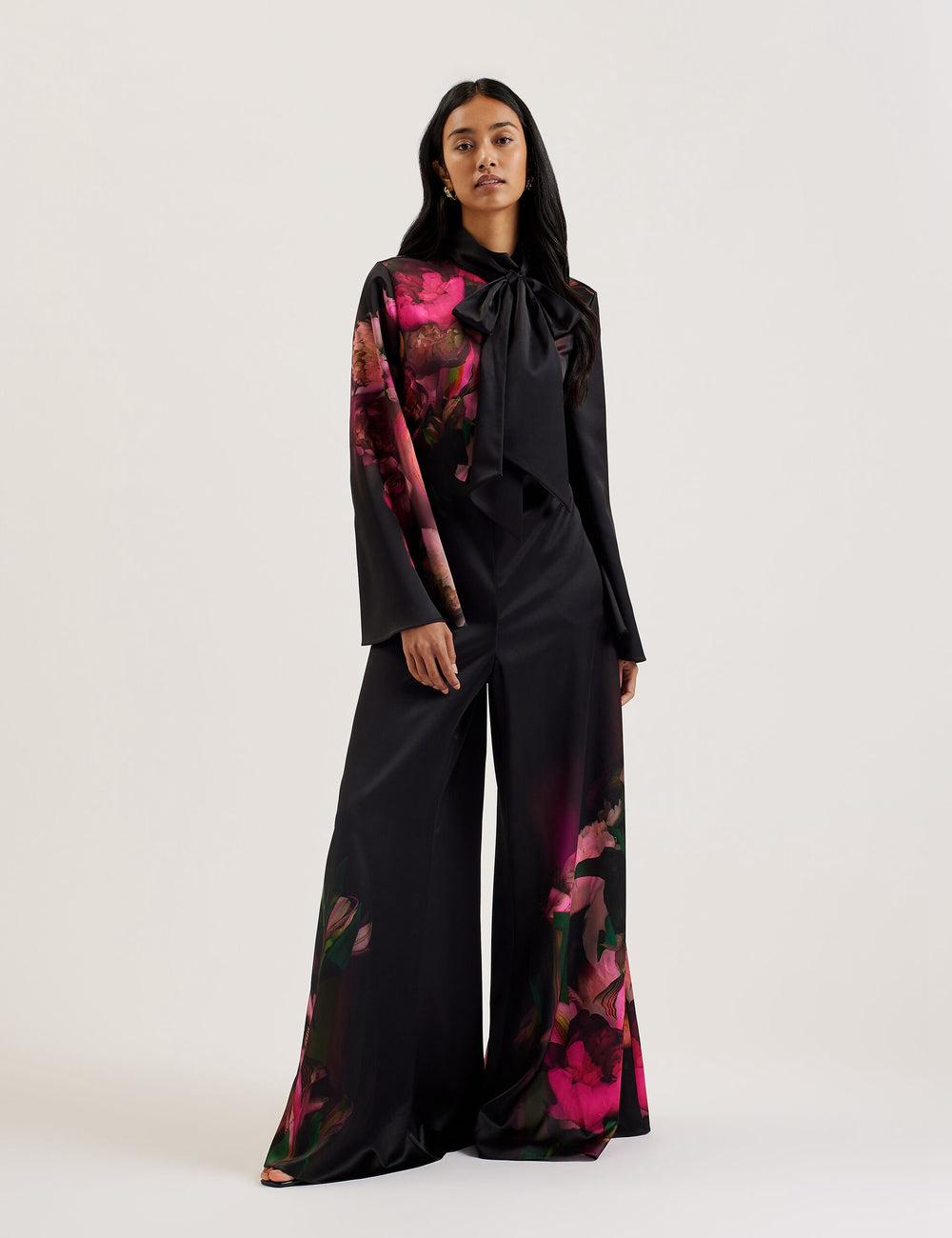 Black Ted Baker LOUSIOS - Printed Neck Wide Leg Women Jumpsuits | Canada  VND-041398
