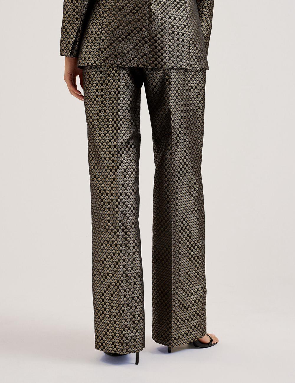 Black Ted Baker MANGUT - Metallic Jacquard Wide Leg Tailored Women Trousers | Canada  DOF-572083