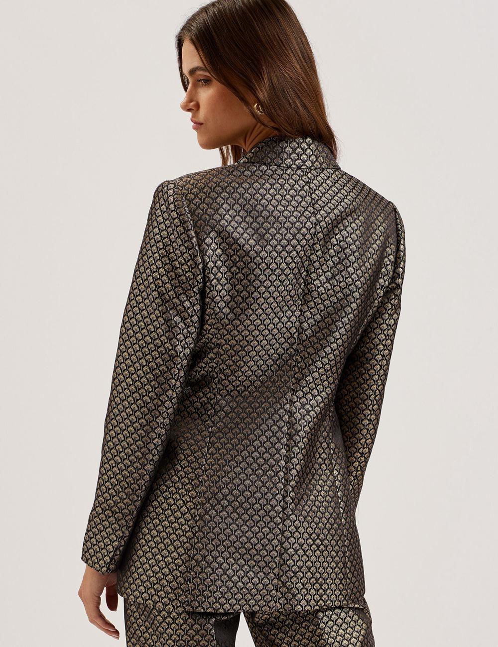 Black Ted Baker MANGU - Tailored Metallic Jacquard Fitted Women Blazers | Canada  ESG-318675