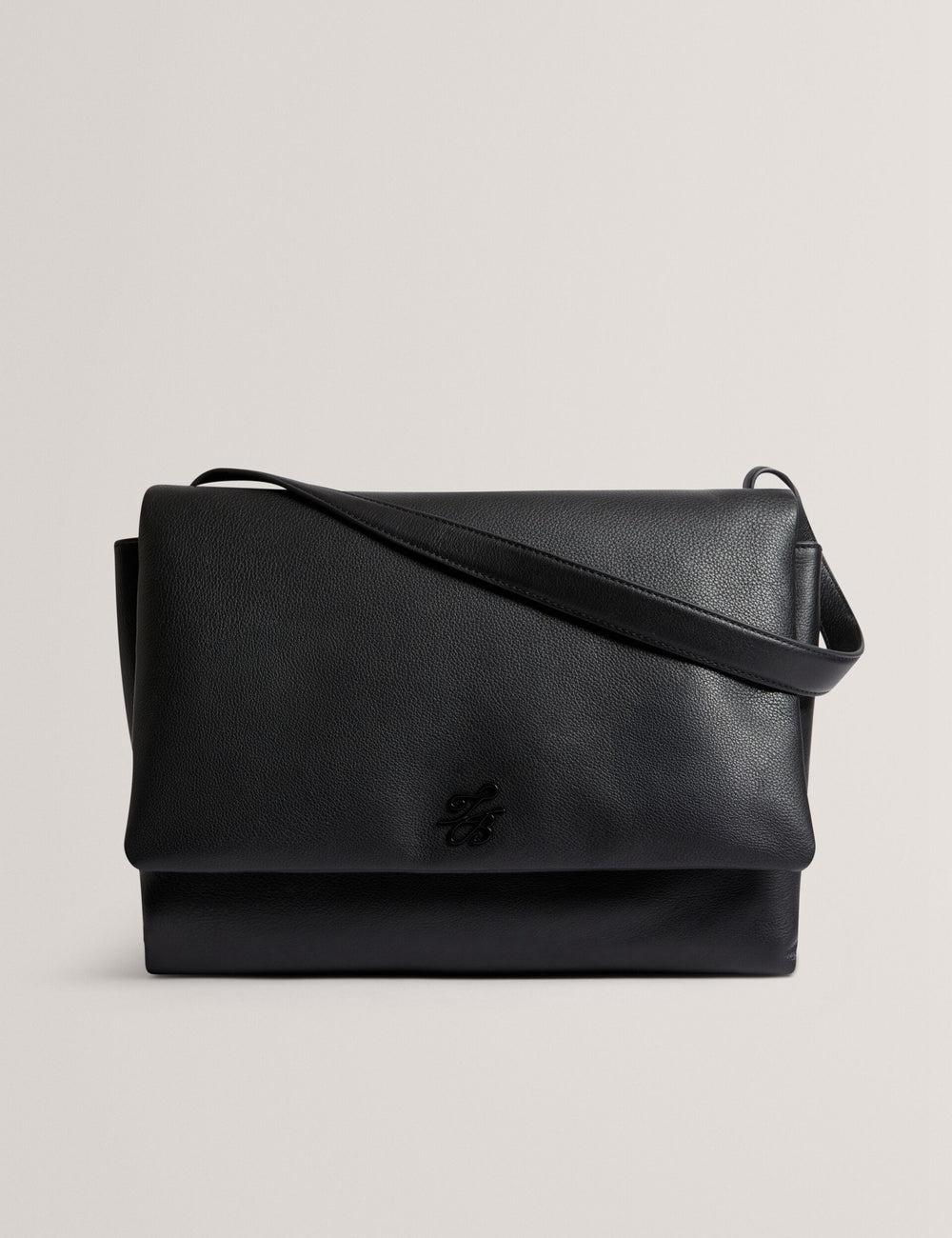 Black Ted Baker MARGOU - Padded Leather Large Fold Over Women Shoulder Bags | Canada  CIF-098371
