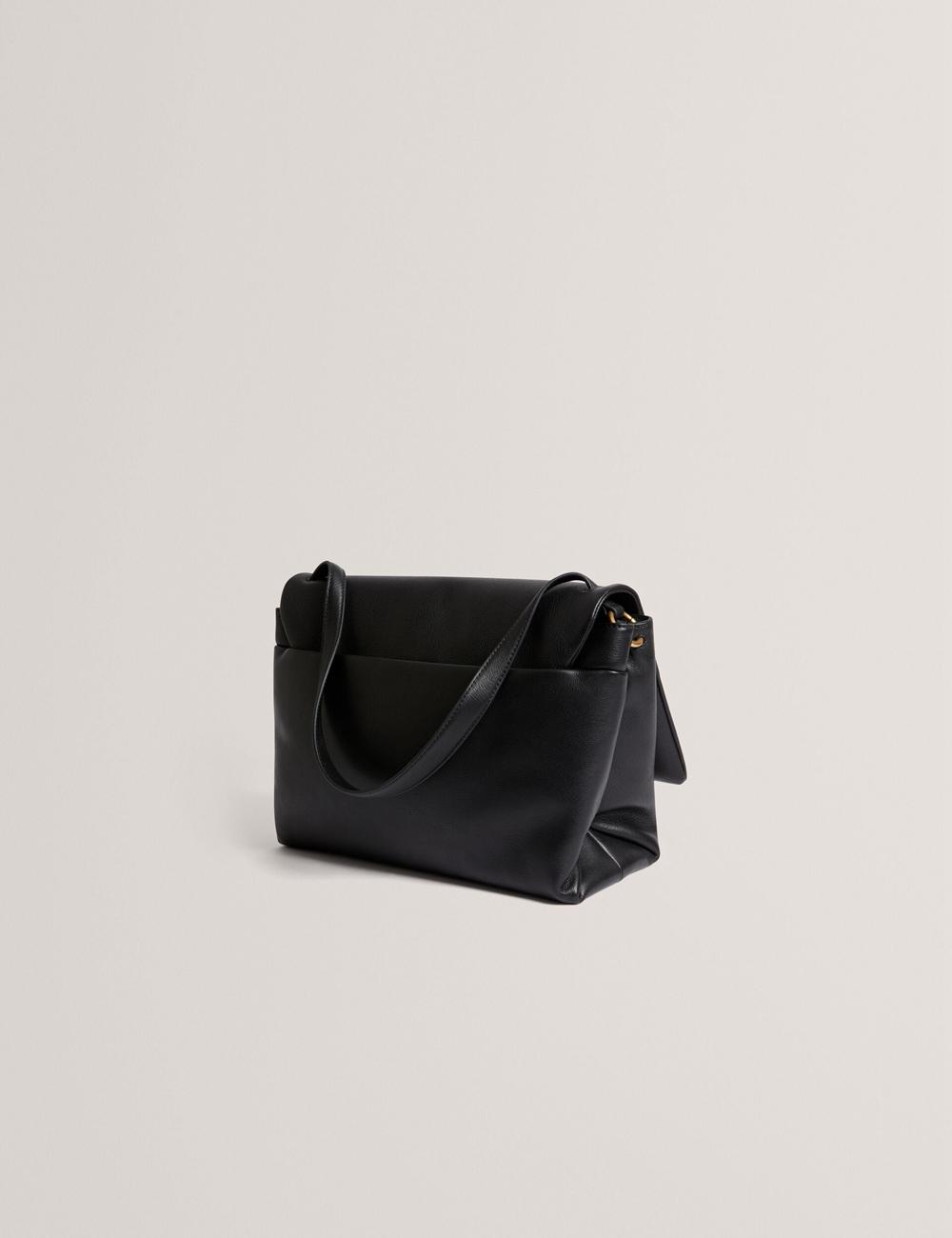 Black Ted Baker MARGOU - Padded Leather Large Fold Over Women Shoulder Bags | Canada  CIF-098371