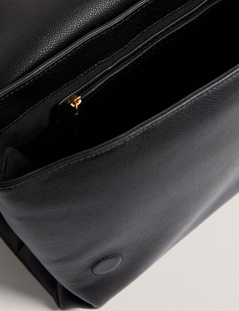 Black Ted Baker MARGOU - Padded Leather Large Fold Over Women Shoulder Bags | Canada  CIF-098371