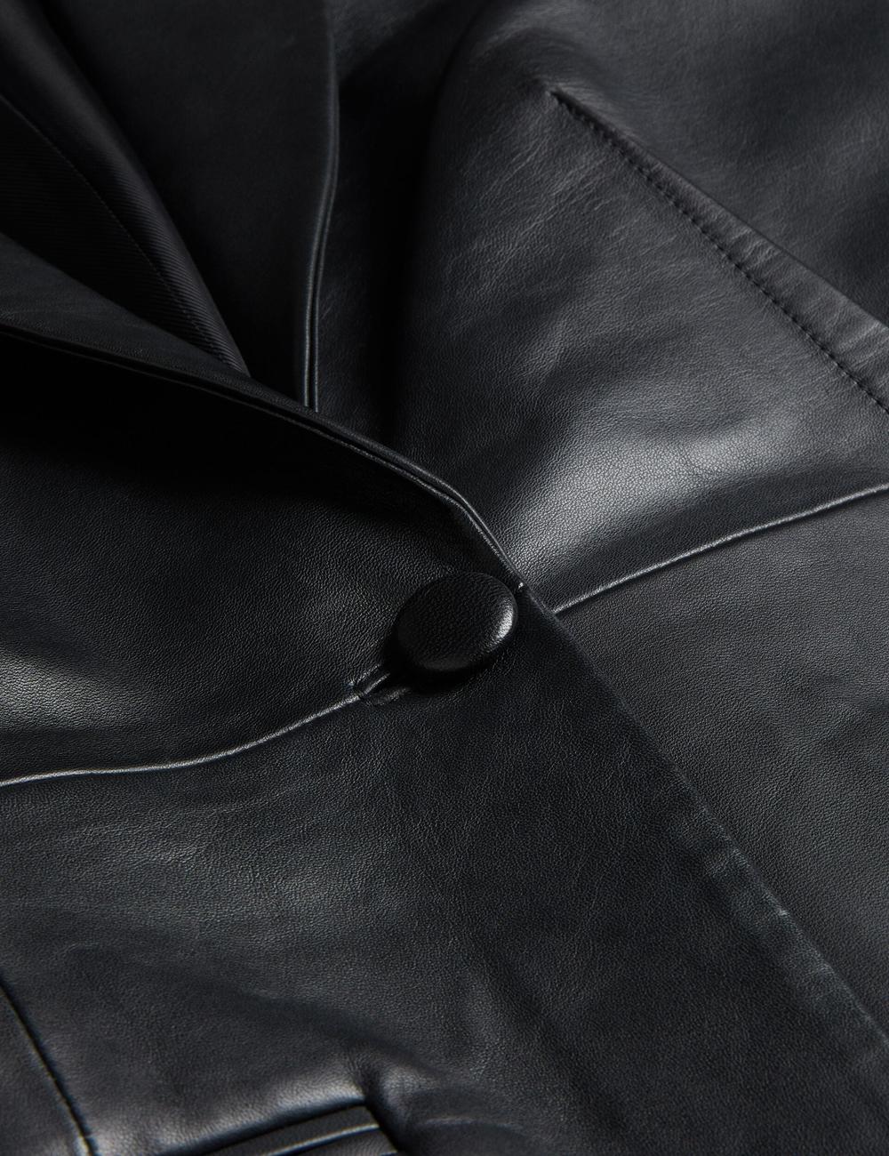 Black Ted Baker MELLIIE - Longline Single Breasted Leather Women Blazers | Canada  LHM-137469