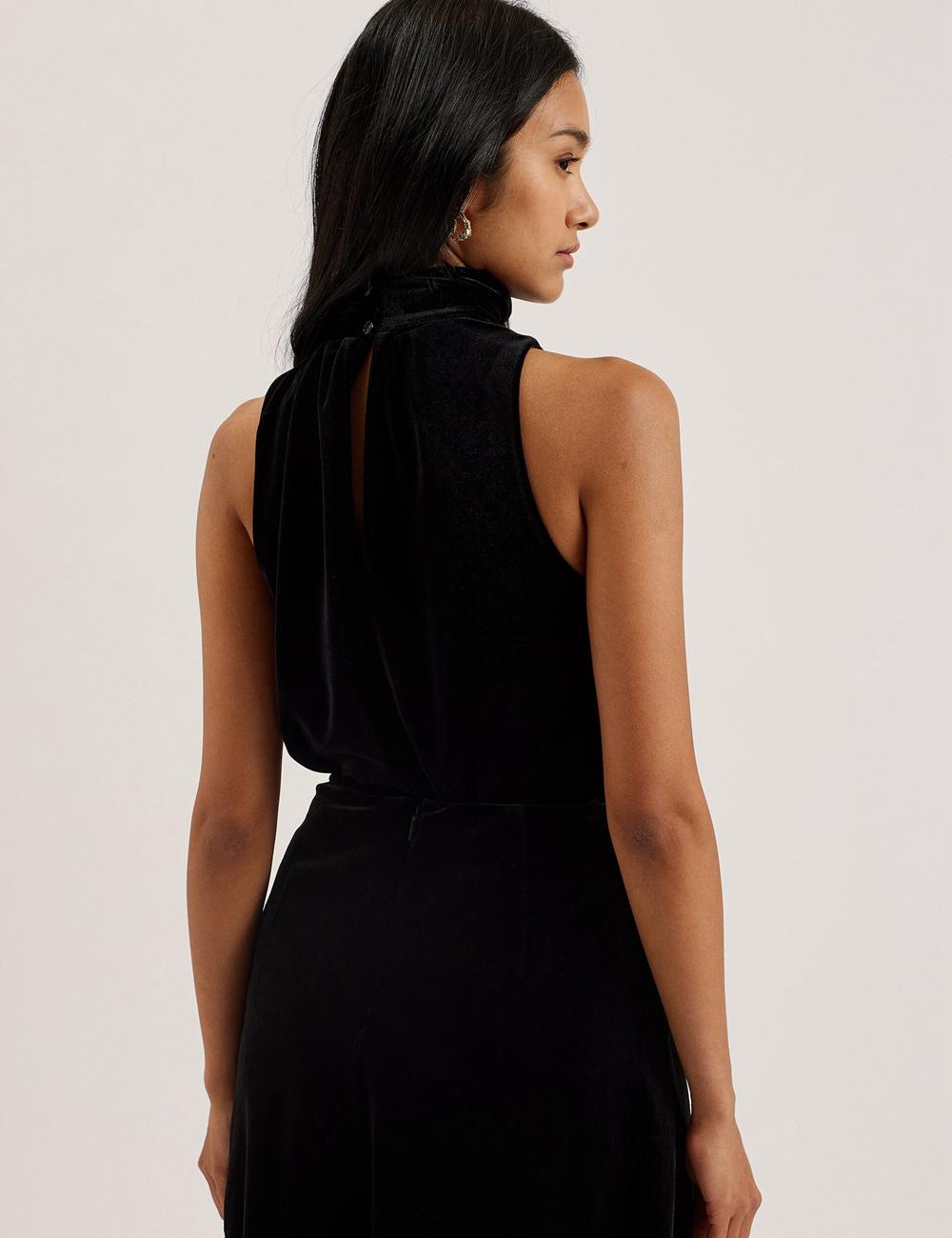 Black Ted Baker NALIAS - Velvet High Cowl Neck Sleeveless Women Tank Tops | Canada  QOJ-183645