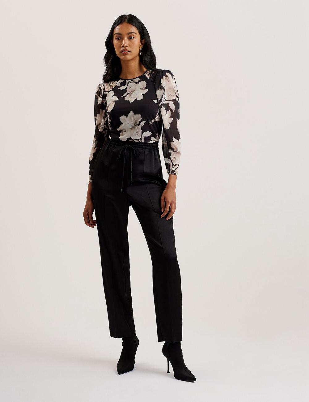 Black Ted Baker NATORI - Satin Elasticated Waist Tapered Women Joggers | Canada  BQC-074296