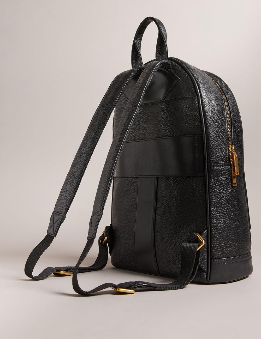 Black Ted Baker NISHAY - Leather Zip Pocket Laptop Women Backpacks | Canada  NOT-137694