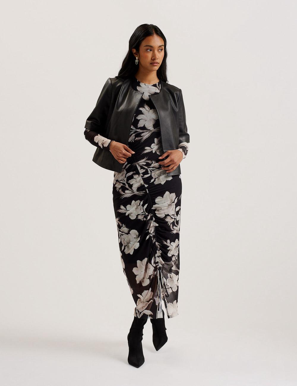 Black Ted Baker OBINO - Cropped Sleeve Open Leather Women Jackets | Canada  QVW-592763
