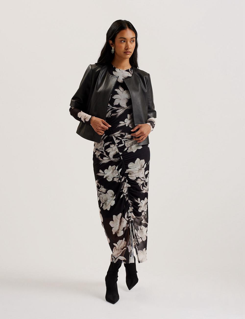 Black Ted Baker OBINO - Cropped Sleeve Open Leather Women Jackets | Canada  QVW-592763