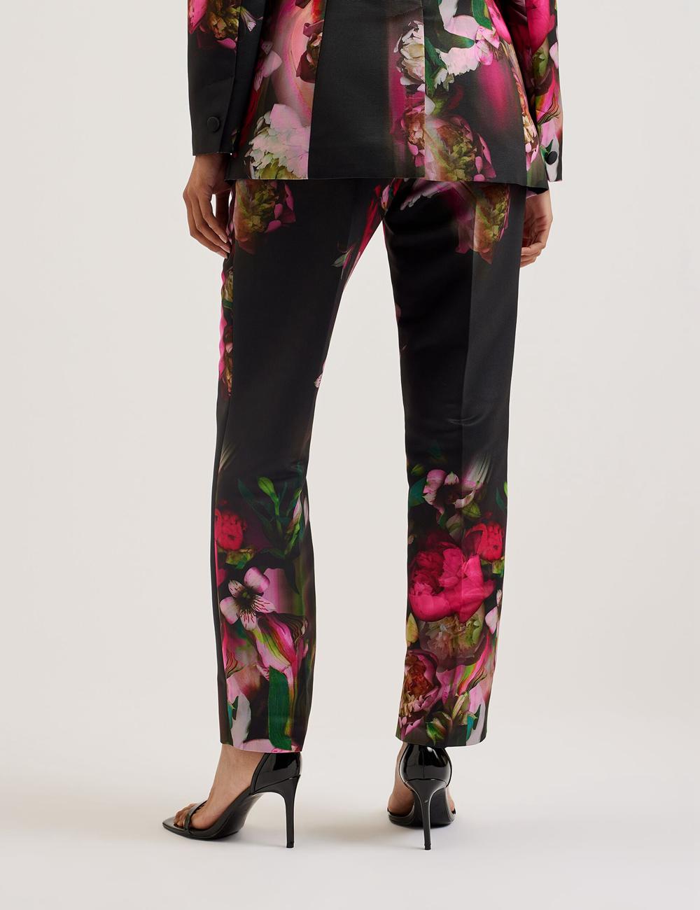 Black Ted Baker OKUNIT - Tapered Leg Floral Print Tailored Women Trousers | Canada  NVY-163078