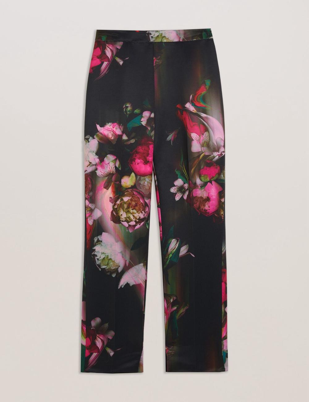 Black Ted Baker OKUNIT - Tapered Leg Floral Print Tailored Women Trousers | Canada  NVY-163078