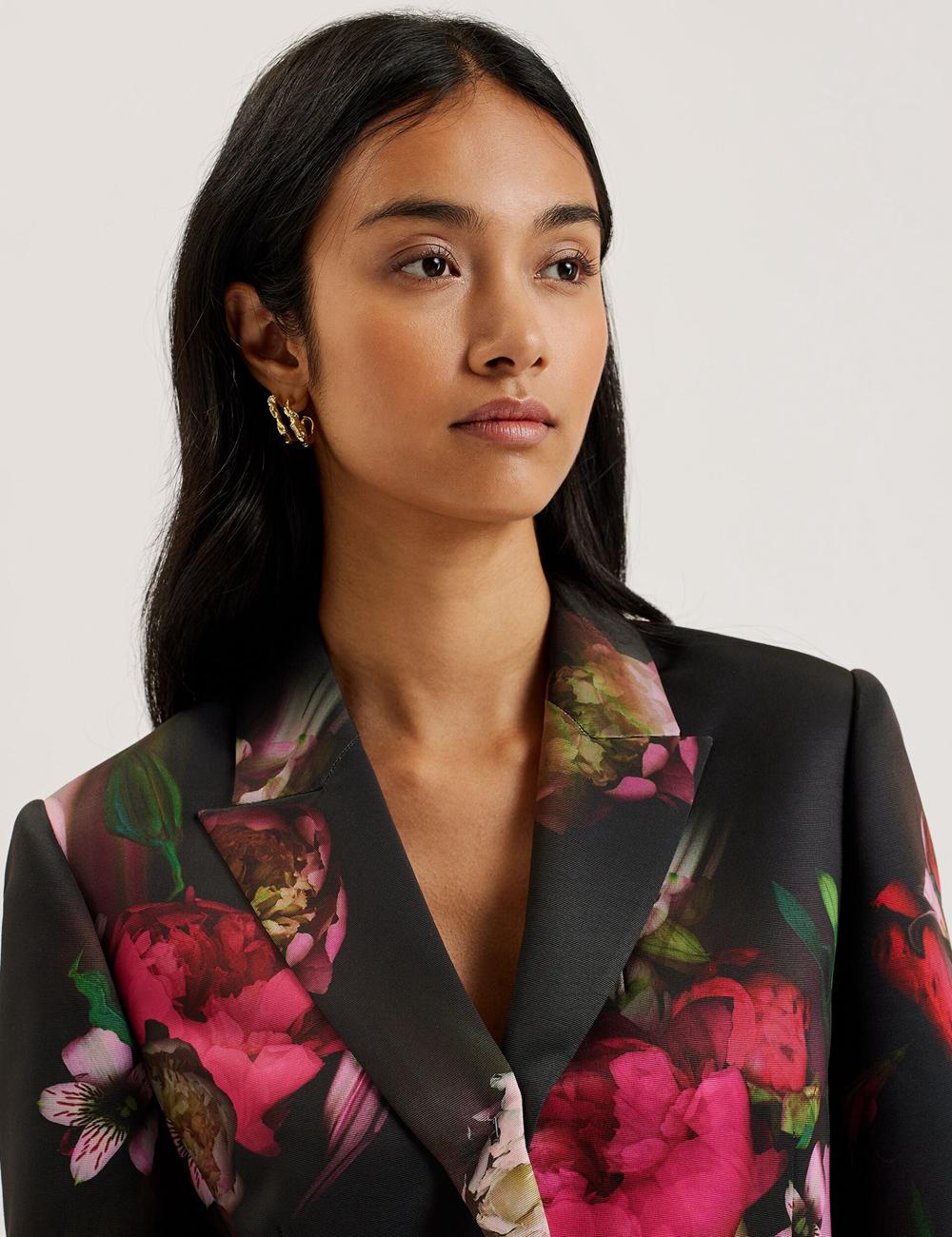 Black Ted Baker OKUNI - Fitted Floral Print Tailored Women Blazers | Canada  TWS-530718