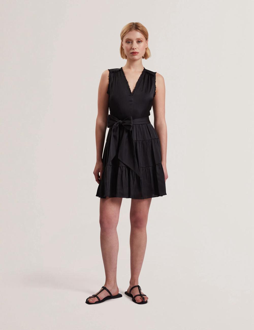 Black Ted Baker OTIANA - Sleeveless Waistred Women Mini Dresses | Canada  ODE-678159