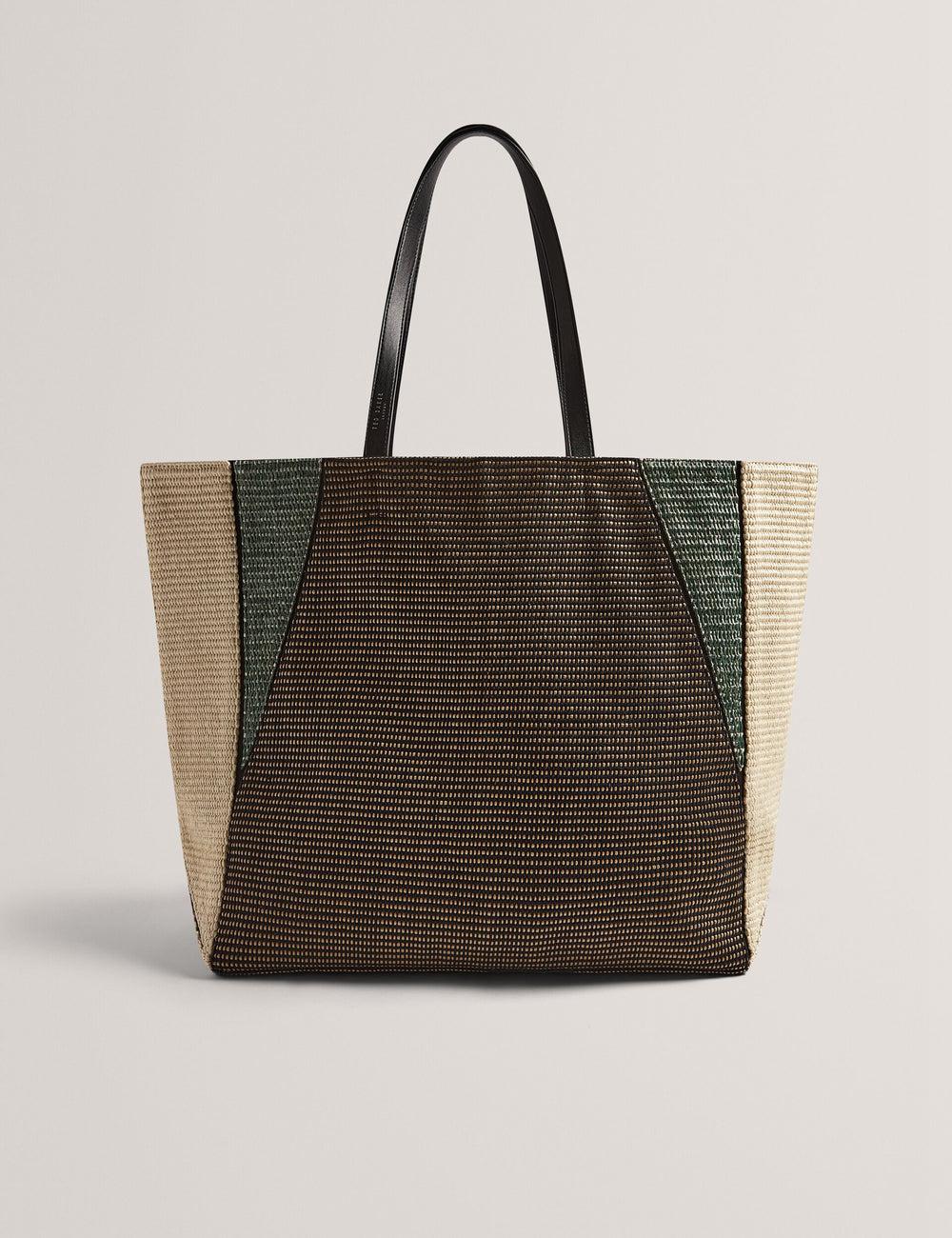 Black Ted Baker RAFIYA - Woven Colour Block Folding Shopper Women Shopper Bags | Canada  XZW-971824