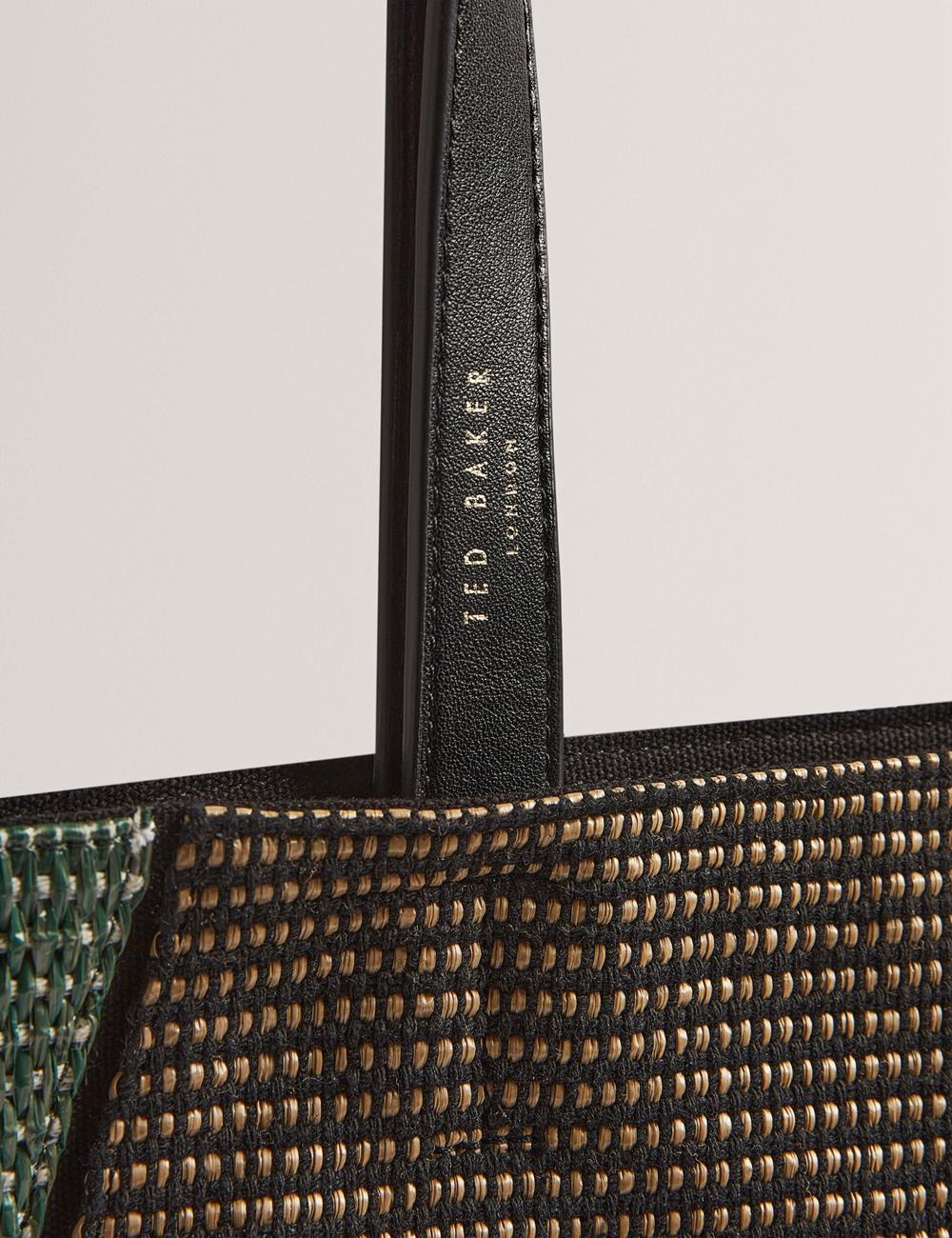 Black Ted Baker RAFIYA - Woven Colour Block Folding Shopper Women Shopper Bags | Canada  XZW-971824