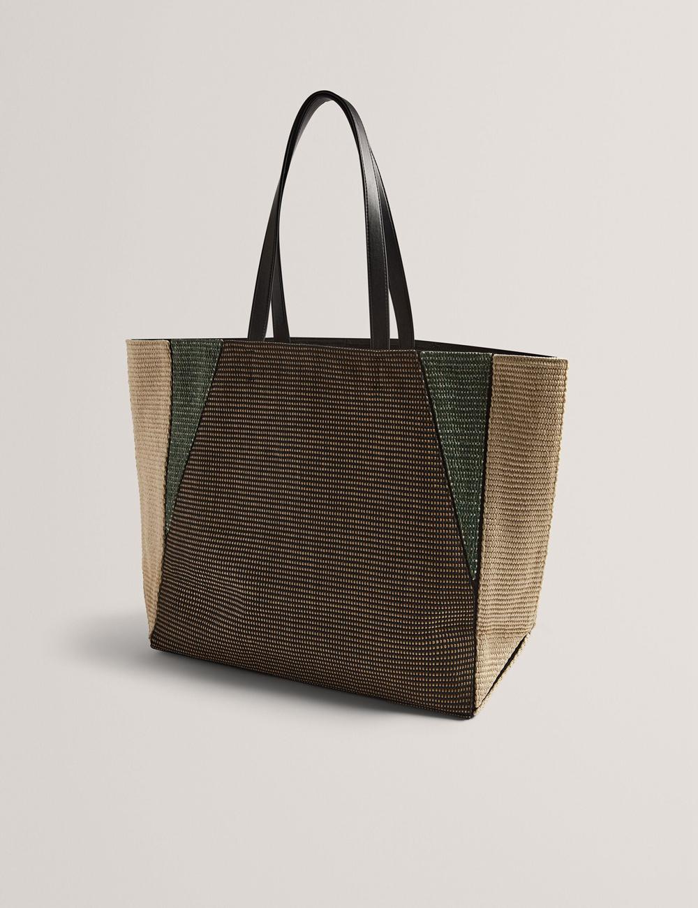Black Ted Baker RAFIYA - Woven Colour Block Folding Shopper Women Shopper Bags | Canada  XZW-971824